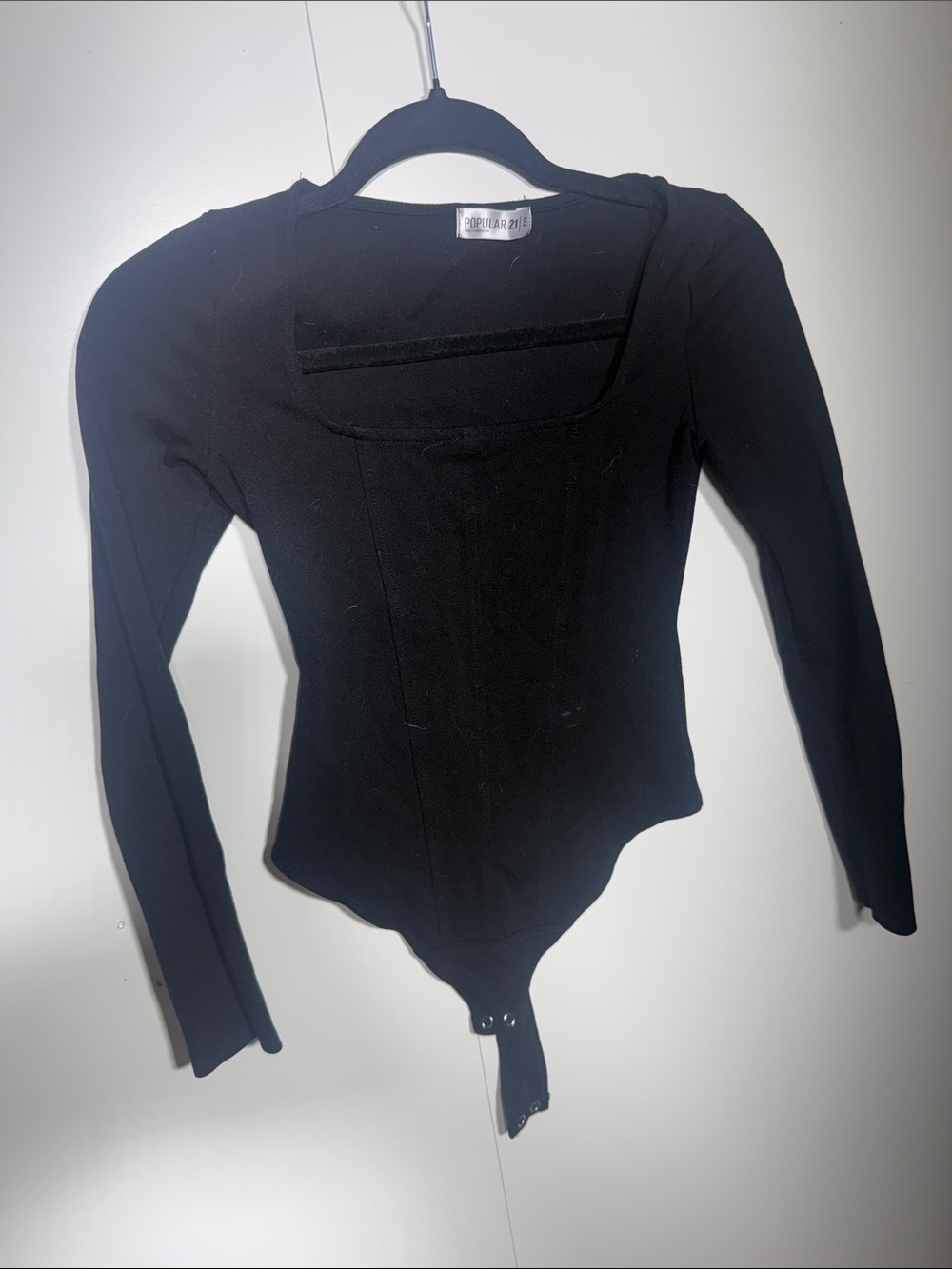 Vintage-Inspired Black Long Sleeve Bodysuit